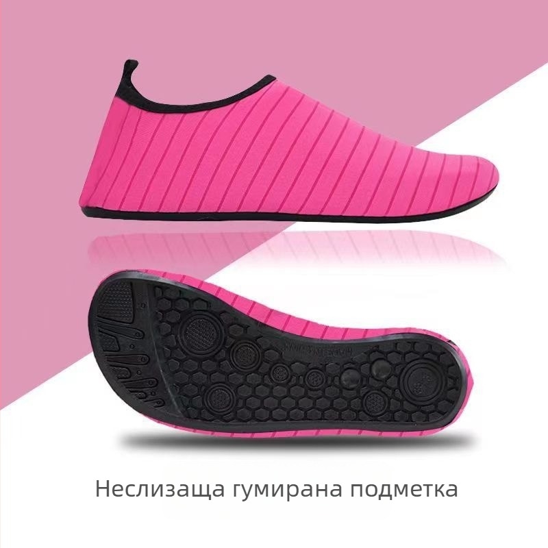 Обувки за вътрешен фитнес – мека подметка, леки, антихлъзгави, райе дизайн, за танци (Подметка: естествен каучук; Горна част: памук; Вътрешен материал: памук; Височина на глезена: нисък; Шаблон: райета)