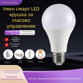 Умна LED E27 крушка, регулируема яркост, промяна на цветовете, управление чрез приложение, 110-265V