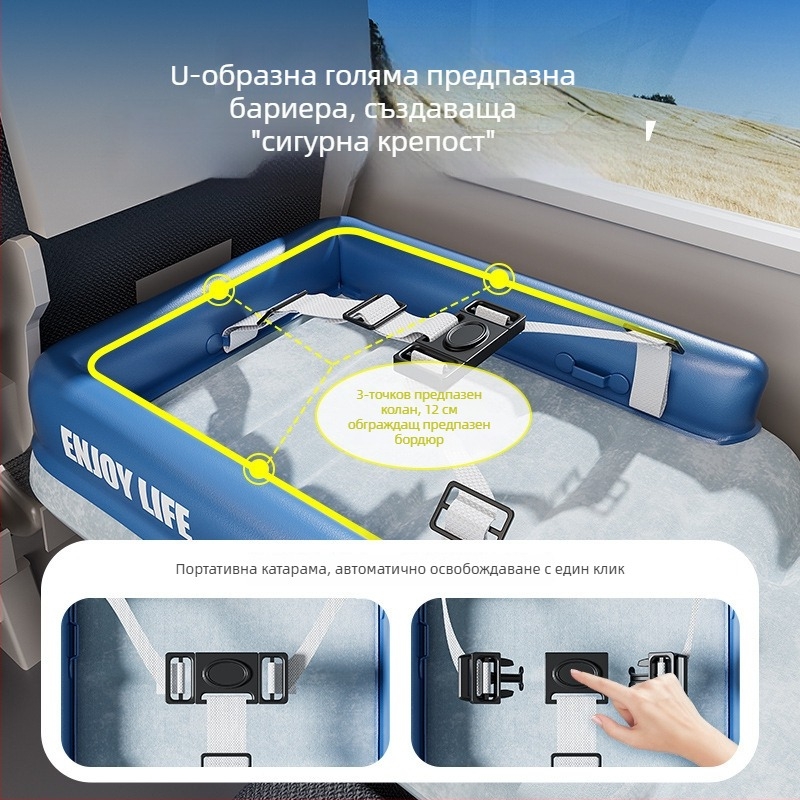 Jiashu надуваемо легло за бебета и деца — преносимо пътуващо легло с флокирана повърхност, тегло 0.25 кг, максимално натоварване 140 кг