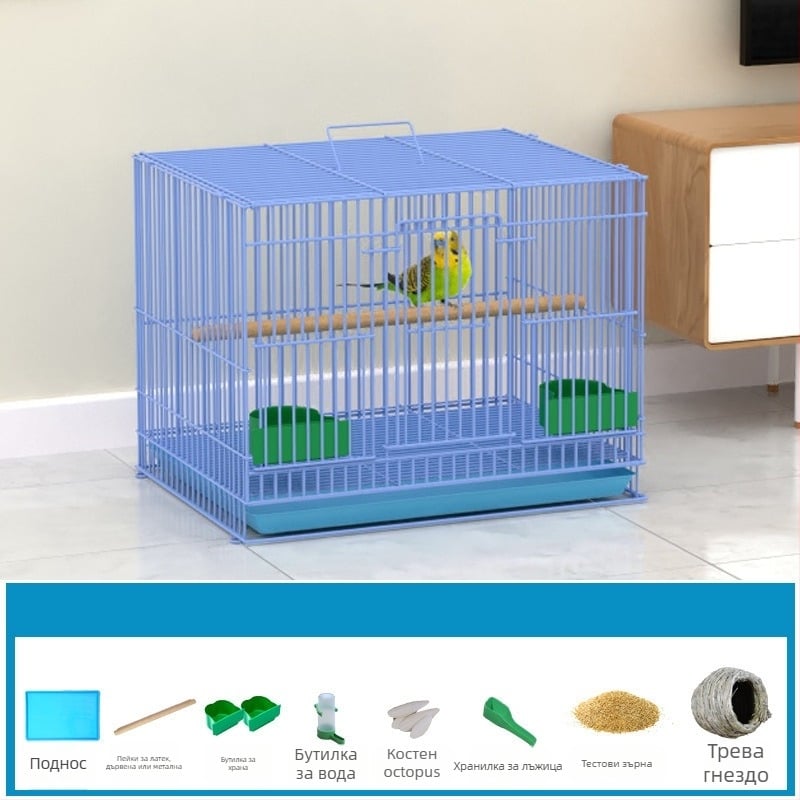 Метална клетка за птици с декорация от копринени цветя | модел KIP26156515