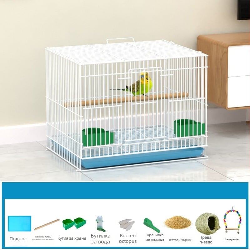 Метална клетка за птици с декорация от копринени цветя | модел KIP26156515