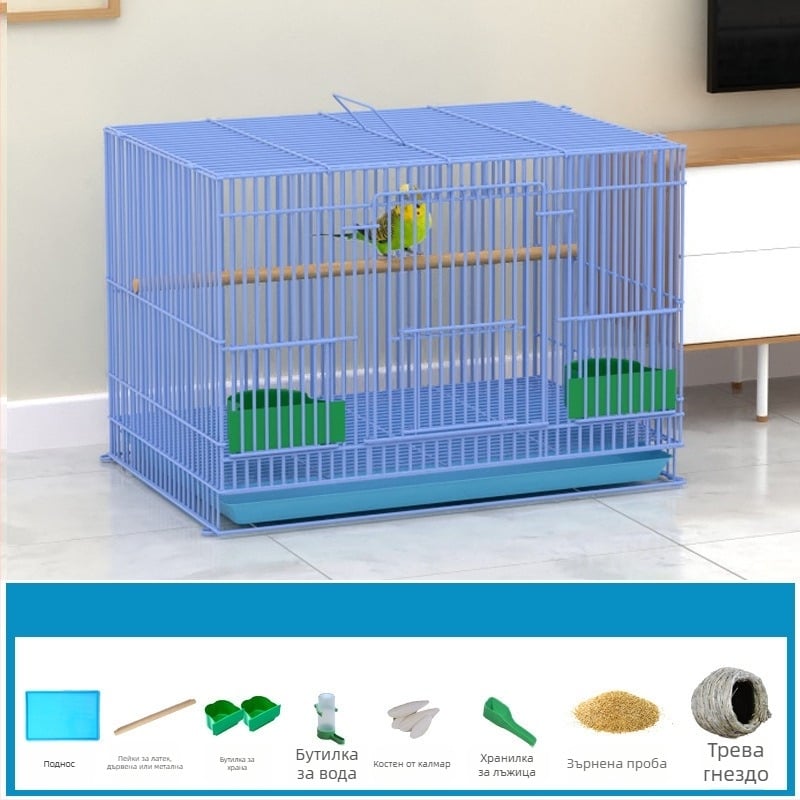 Метална клетка за птици с декорация от копринени цветя | модел KIP26156515