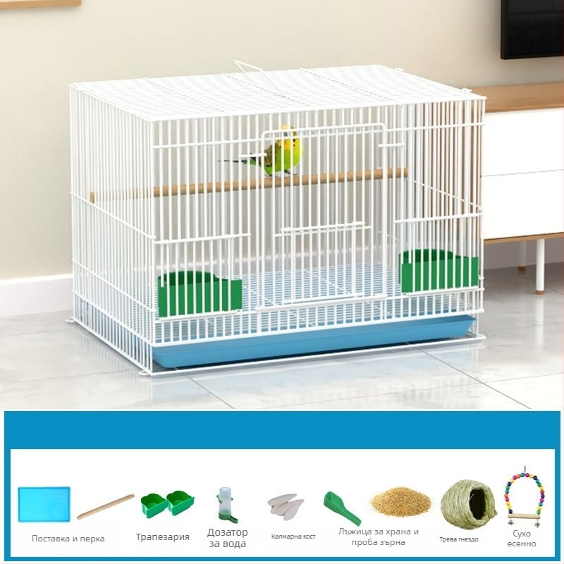 Метална клетка за птици с декорация от копринени цветя | модел KIP26156515