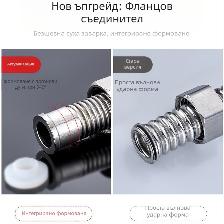 Гофриран маркуч за вход към водонагревател от 304 неръждаема стомана, модел LXL-9-27, гореща и студена вода, ръчна инсталация