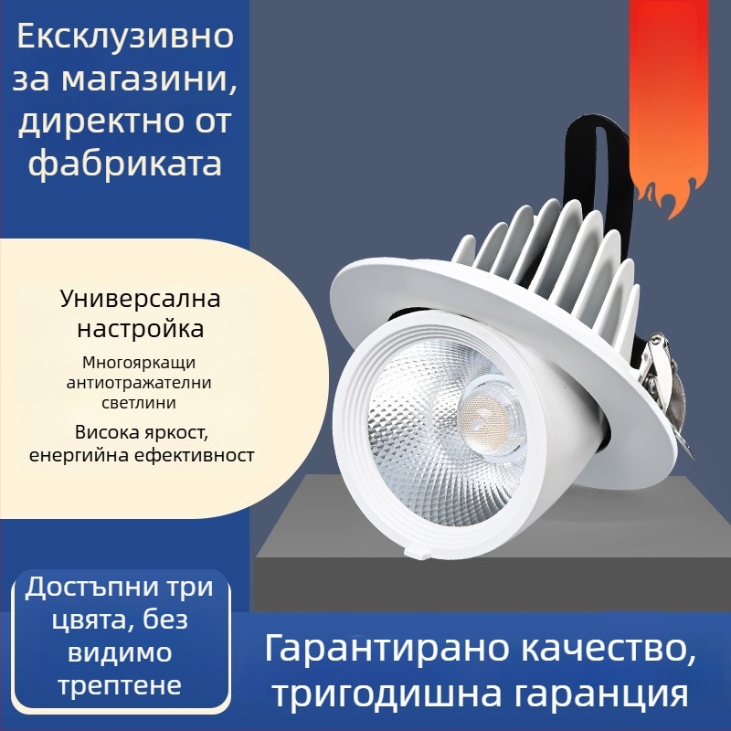 Вградена многонасочена стенна светлина за измиване с COB LED, 220V, регулируем ъгъл, алуминиев корпус, CRI ≥95