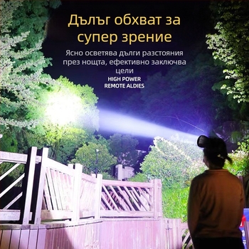Челна лампа с голям лъч, 5W, 2400mAh, 360° въртене, ръчно захранване, включено зарядно, за нощен риболов и къмпинг