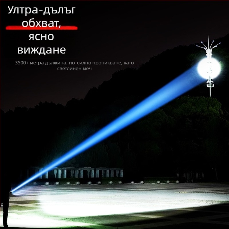 Ръчен LED фенер - 10W, 3600mAh, 3.7V, 100000h живот на LED, IPX4