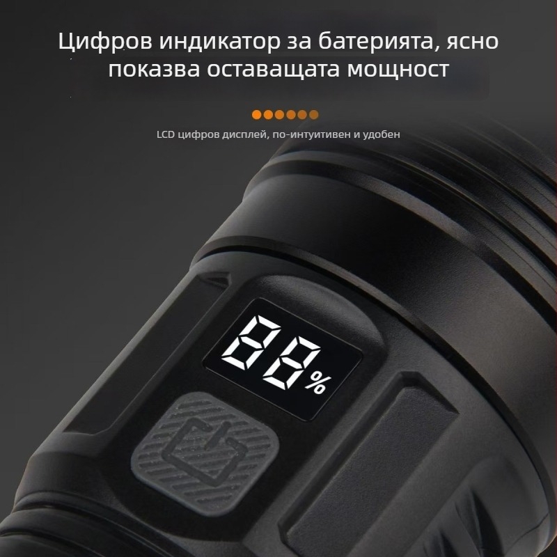 Ръчен LED фенер - 10W, 3600mAh, 3.7V, 100000h живот на LED, IPX4