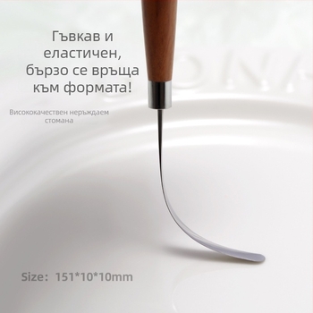 Маникюрен инструмент-писалка за смесване на гел лак, дървена дръжка, 1 бр., къса дръжка, ултра тънък плосък връх, гъвкав