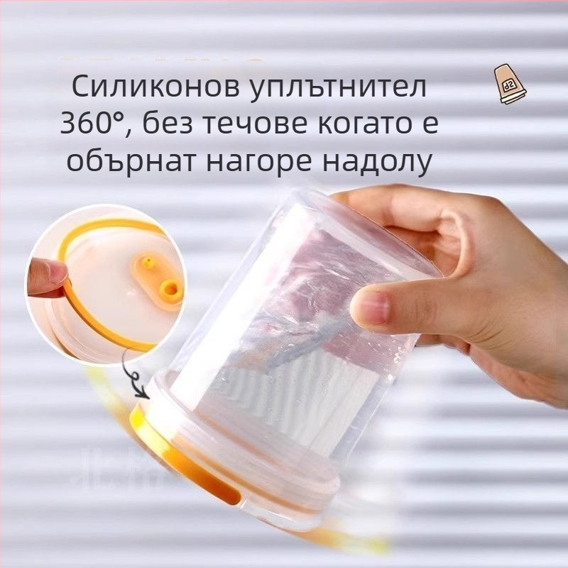 Пластмасова чашка със запечатан капак, кръгла, устойчива на високи температури, безопасна за микровълнова