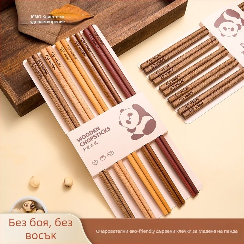 Дървени пръчици за хранене за възрастни - карикатурен дизайн, свеж и сладък стил, 5 или 6 чифта