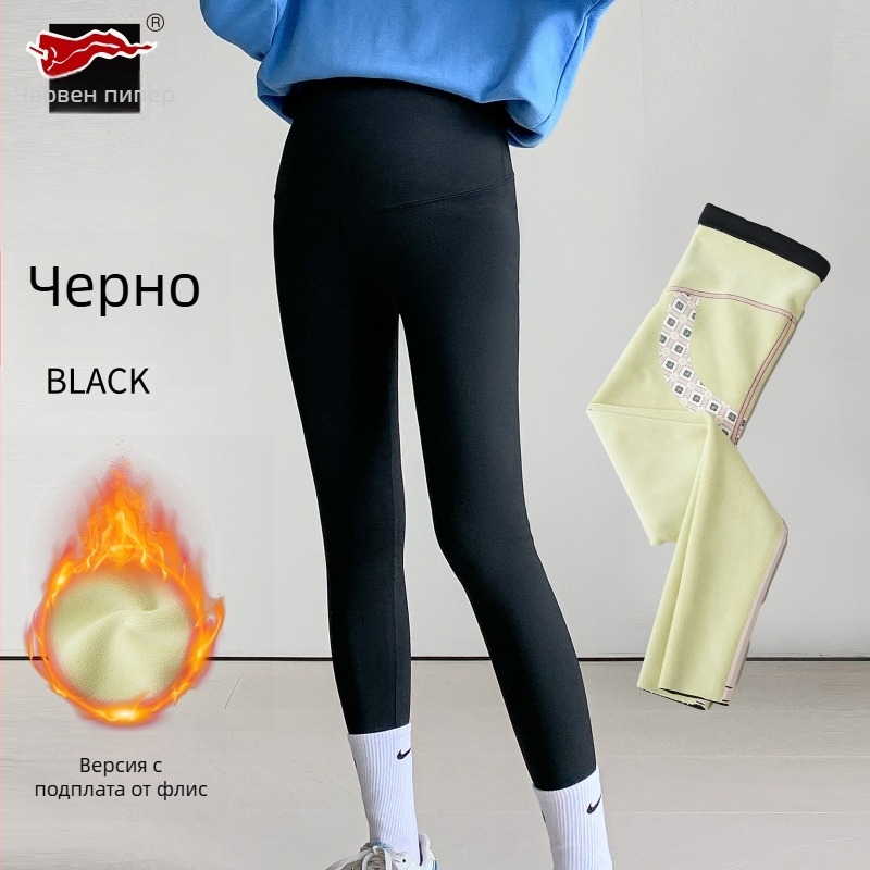 Майчински панталони с регулируема опора за корема, висока еластичност, нейлон-еластанова смес, каре шарка, стил колготки