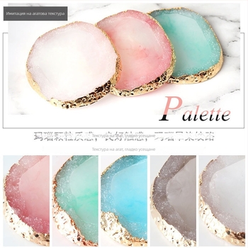 Honuo Японски стил палета за маникюр – дисплей панел от агат, кристал и мраморна смола за нокти, фотосесия реквизит