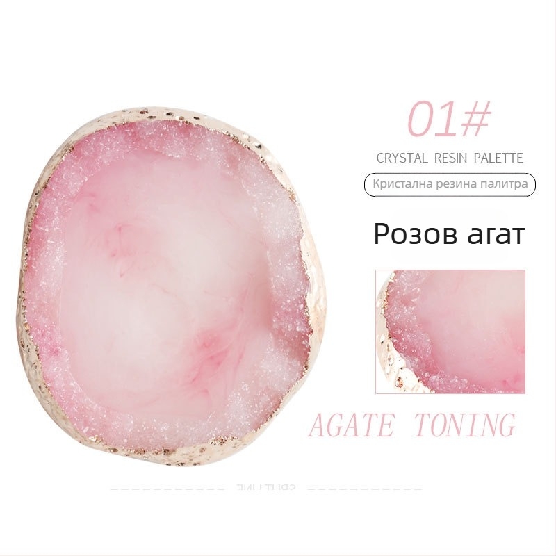 Honuo Японски стил палета за маникюр – дисплей панел от агат, кристал и мраморна смола за нокти, фотосесия реквизит