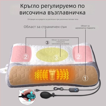 Латексова възглавница за поддръжка на шията, правоъгълна, естествен латекс, плетено ядро, височина на ядрото 10–15 см