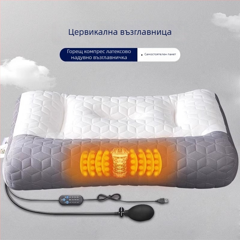 Латексова възглавница за поддръжка на шията, правоъгълна, естествен латекс, плетено ядро, височина на ядрото 10–15 см