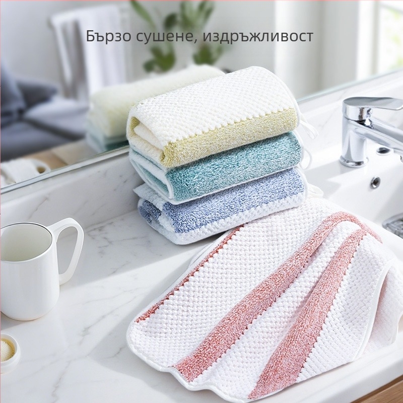 Кърпа с ананасова шарка на райета, удебелена, без памук, обшита, от суперфин влакна, 150D, тегло 80–100 g, кърпа за лице и за изсушаване на коса