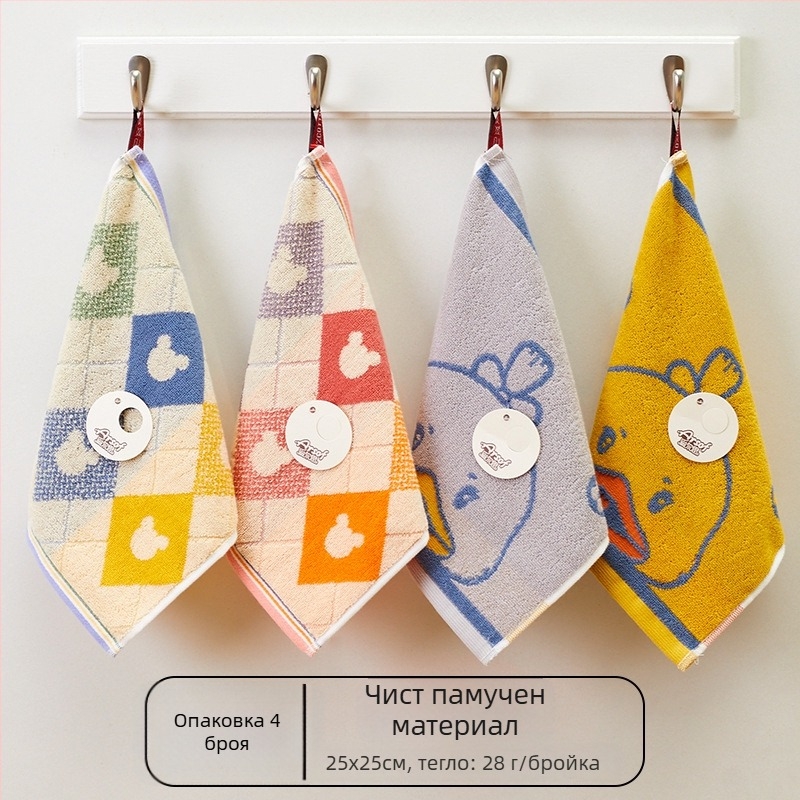 Детска квадратна памучна кърпа за лице, мека и абсорбираща, 28 g, 32 нишки, квадратна кърпа, персонализация с лого налична.