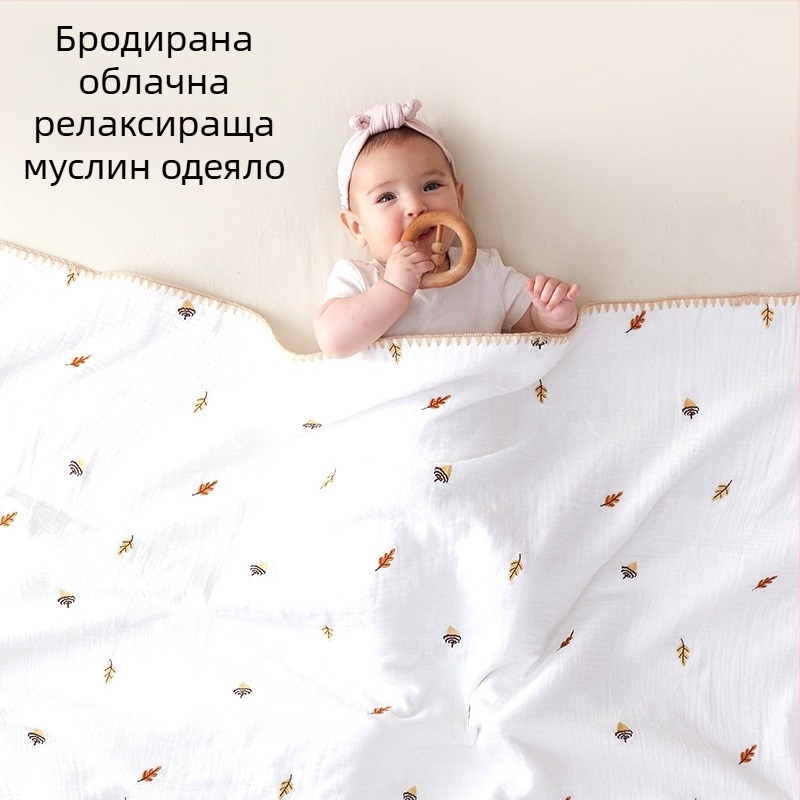 Бебешко марляно одеяло за баня, дишащо и кожно-приятелско, за всички сезони, тегло 200–300 g, за новородени