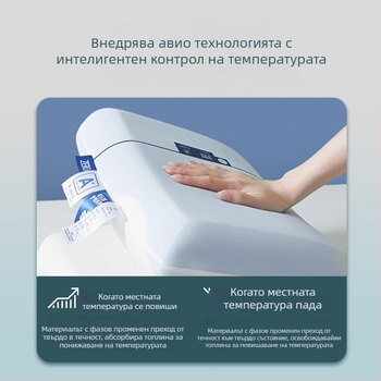 Възглавница от паметна пяна - хотелски стил, правоъгълна форма, Ice Silk плат, средна опора, 3D рязане