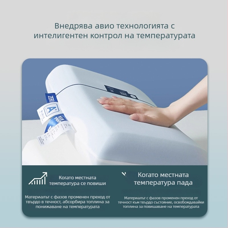 Възглавница от паметна пяна - хотелски стил, правоъгълна форма, Ice Silk плат, средна опора, 3D рязане