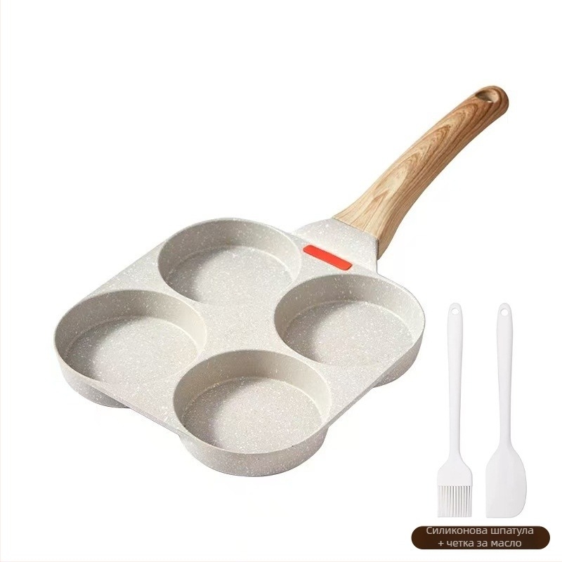 Тиган за яйца с четири кухини – незалепващ, алуминиева сплав, за домашна употреба, тиган за палачинки и закуска, съвместим с универсална печка