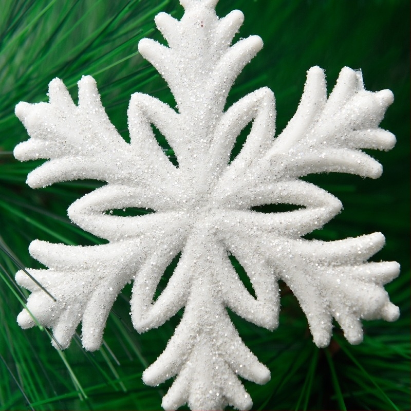 Пластмасови декоративни висулки – коледни снежинки за елха; опаковка: OPP пакет; материал: пластмаса; персонализирана обработка: Да; лицензиран частен етикет: Да; марка: Hong Kong Heng