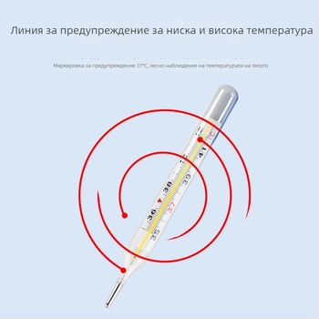 Термометър – медицински клас, голям дисплей, стъклен корпус, Sanshan, опаковка 1 кутия