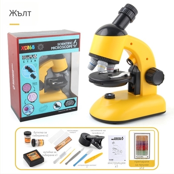 XD168-002 Микроскоп - преносим, DIY, многофункционален, с захранване, образователна играчка по физика за деца на възраст 7-14 години