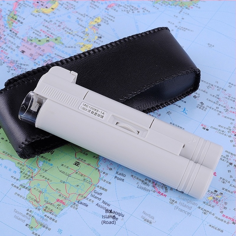 Преносим професионален микроскоп - 100x увеличение, LED осветление, мащаб за измерване