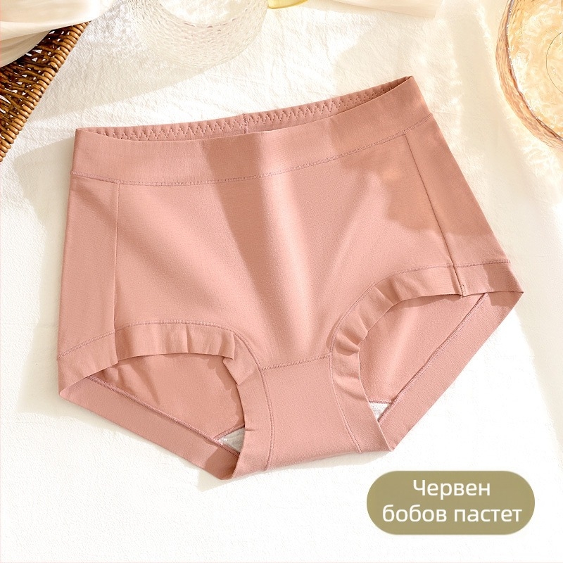 Дамски бикини с висока талия — дишащи, контрол на корема, антибактериално; памук 60s; основен плат 90–95% памук; подплата 100% памук