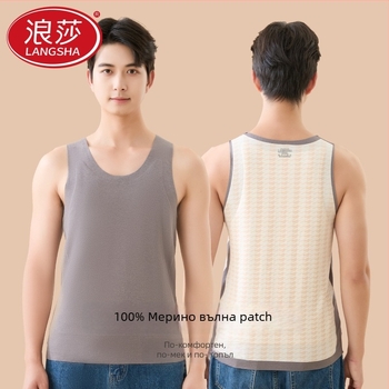 Термична жилетка за мъже с самоподгряваща функция — базов слой, полиестерна тъкан, кръгло деколте, пуловер стил