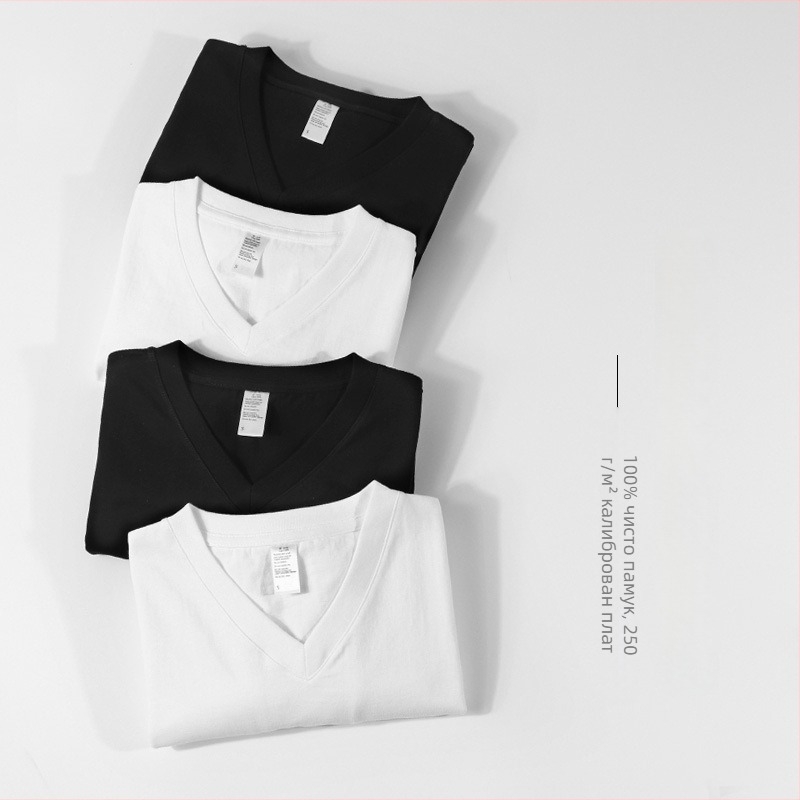 Базова памучна тениска, къс ръкав, кръгло деколте, дебела материя, едноцветна