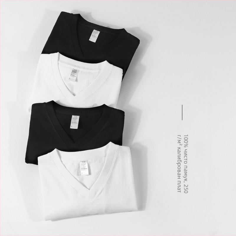 Базова памучна тениска, къс ръкав, кръгло деколте, дебела материя, едноцветна