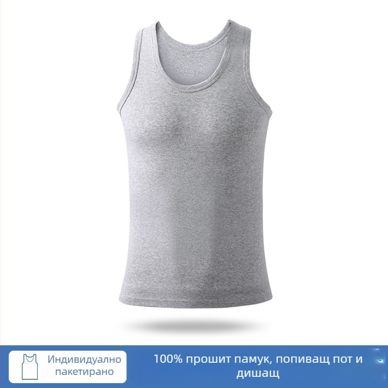 Мъжки памучен потник за базов слой, 90–95% памук, кръгло деколте, универсален стил