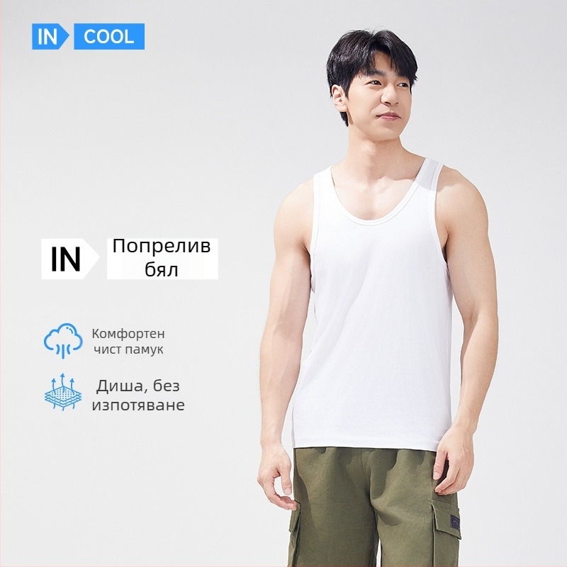 Мъжки потник от 100% памук, V-образно деколте, тънък плат (101–120 г/м²), модел XI58811, летен сезон