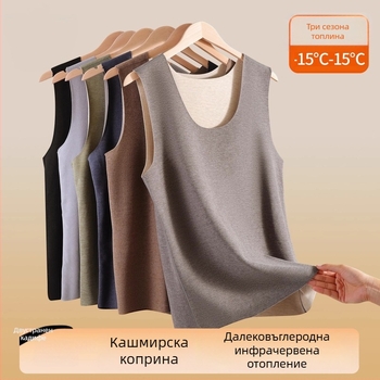 Мъжки термо елек, кашмир-полиестер смес, дебела материя 251–300 г/м², кръгла яка, подходящ за зима, пролет и есен