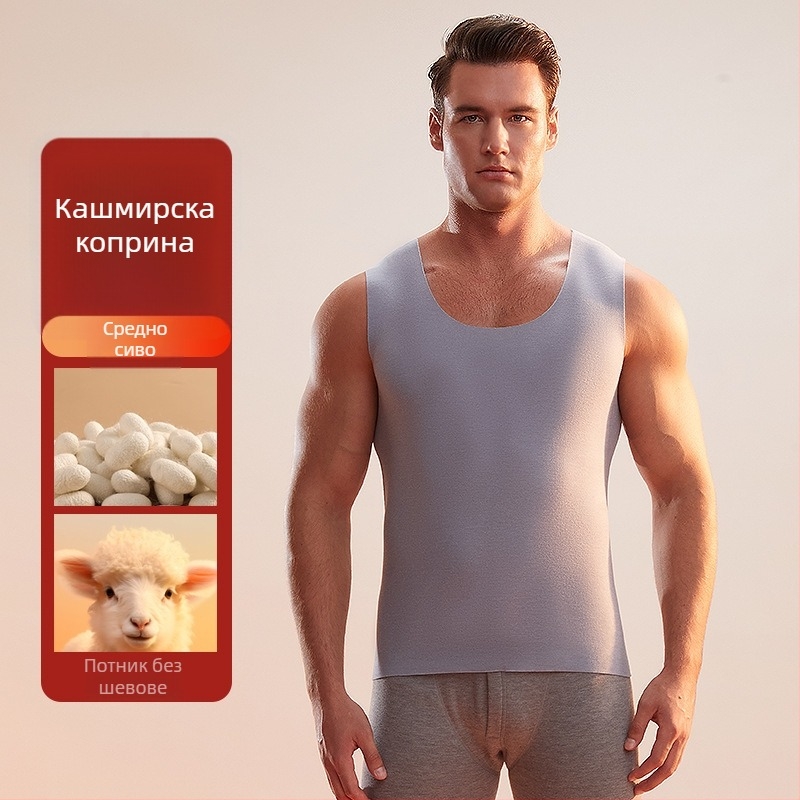 Мъжки термо елек, кашмир-полиестер смес, дебела материя 251–300 г/м², кръгла яка, подходящ за зима, пролет и есен