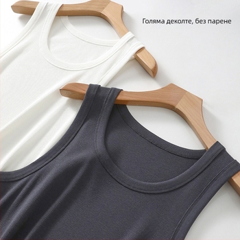 Жилет с широки рамена, кръгло деколте, Ecocos тъкан, регенерирана целулозна нишка, лято