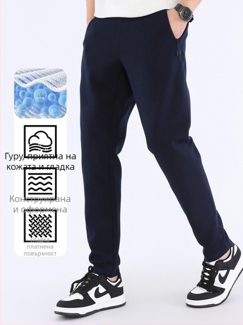 Мъжки памучни панталони с въздушен слой, свободен силует, 71% памук, Пролет 2024