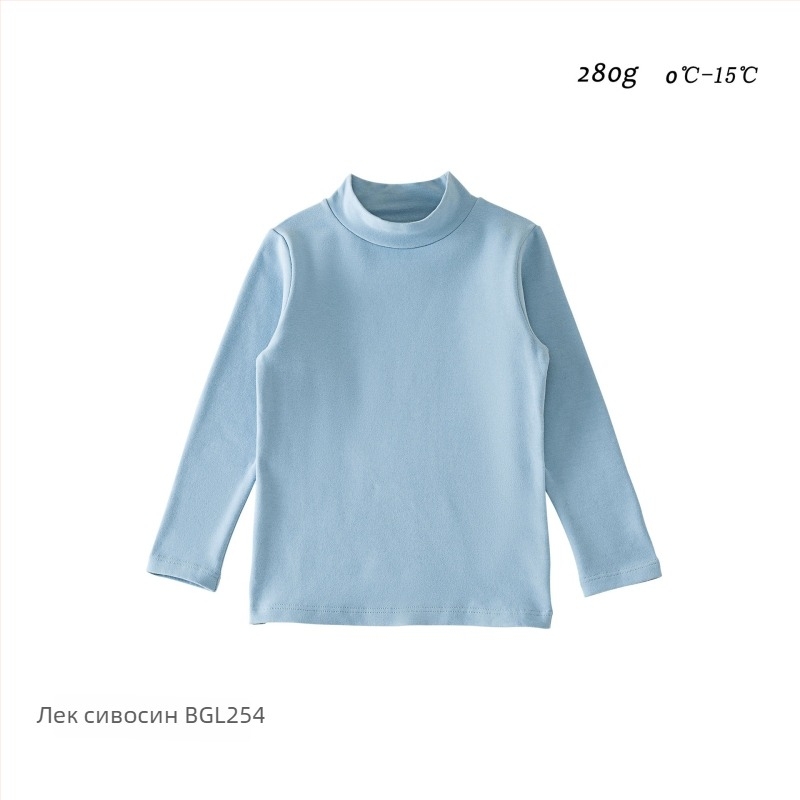 Детски базов топ с дълъг ръкав, корейски стил, 95% памук, brushed мека текстура, без качулка, за зимно-есенно-пролетно носене