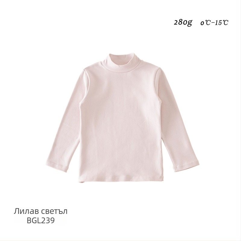 Детски базов топ с дълъг ръкав, корейски стил, 95% памук, brushed мека текстура, без качулка, за зимно-есенно-пролетно носене