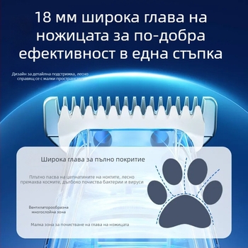 Електрически тример за домашни любимци за котки и кучета – ABS+керамика+нержавейка 301; нисък шум с LED осветление