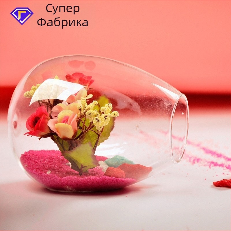 mxmade странично отваряща се прозрачна ваза за хидропоника сукуленти — издухано боросиликатно стъкло, полирана повърхност, персонализиране