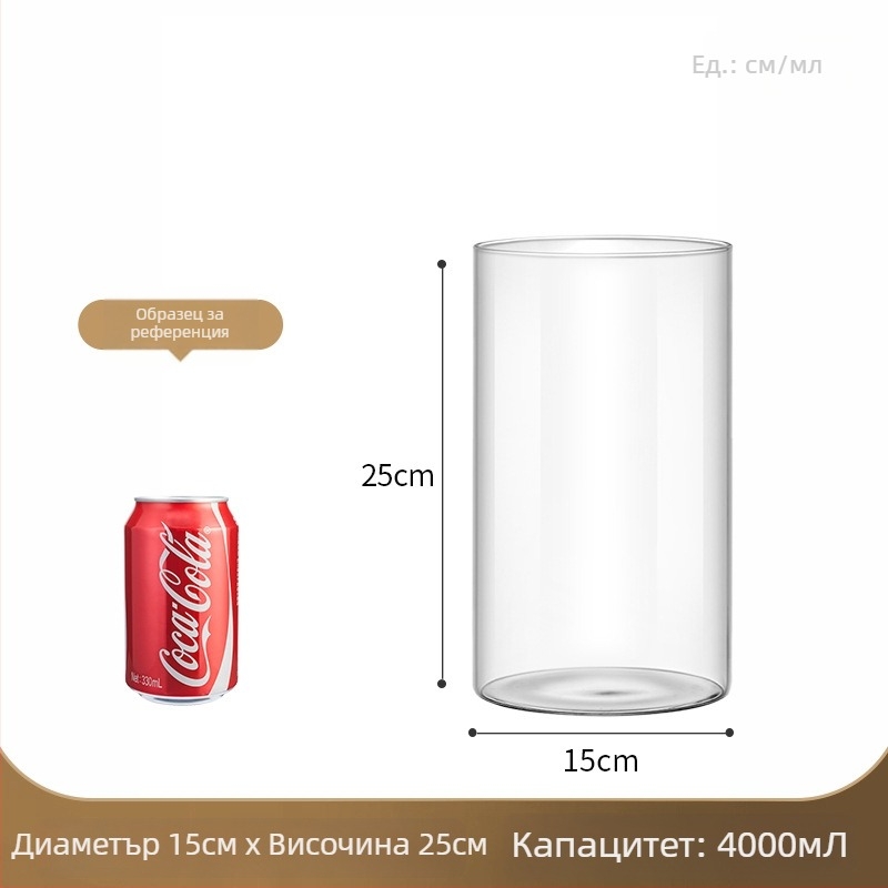 Прозрачна стъклена ваза за микро ландшафт, цилиндричен дизайн, боросиликатно стъкло, обработка и персонализация: Да, Thick Glass