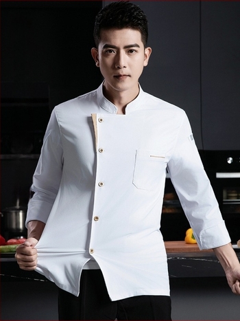 Еластично памучно работно облекло за готвачи, дълъг ръкав, есенно-зимно, влагоотводящо за кетъринг/ресторанти