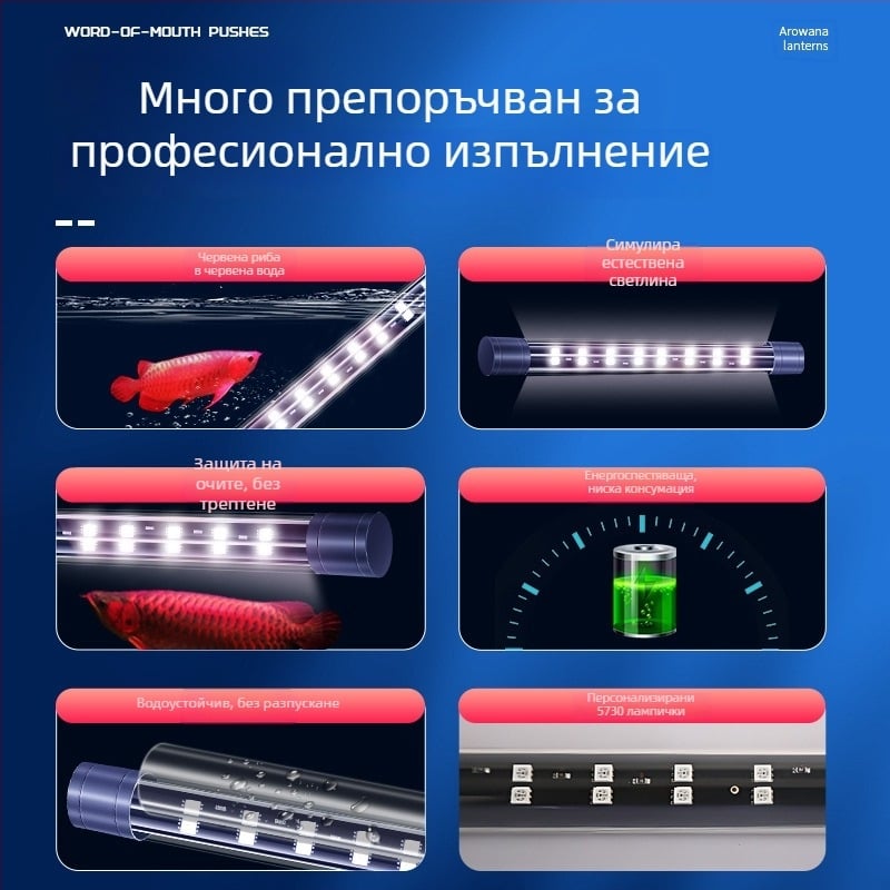 LED осветление за аквариум за риби (Материал: пластмаса; Функция: осветление за аквариум; Марка: Crazy Water Grass; Мощност: по избор)