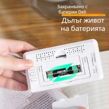 Deli термометър за стая с голям LCD дисплей, за вътрешна употреба, батерийно захранване, настолен дизайн