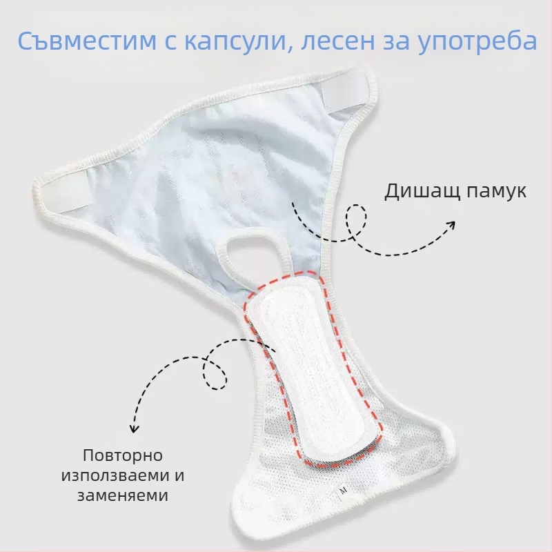 Периодни панталони за кучета – полиестер, мультяшен стил, произход Китай, без внос