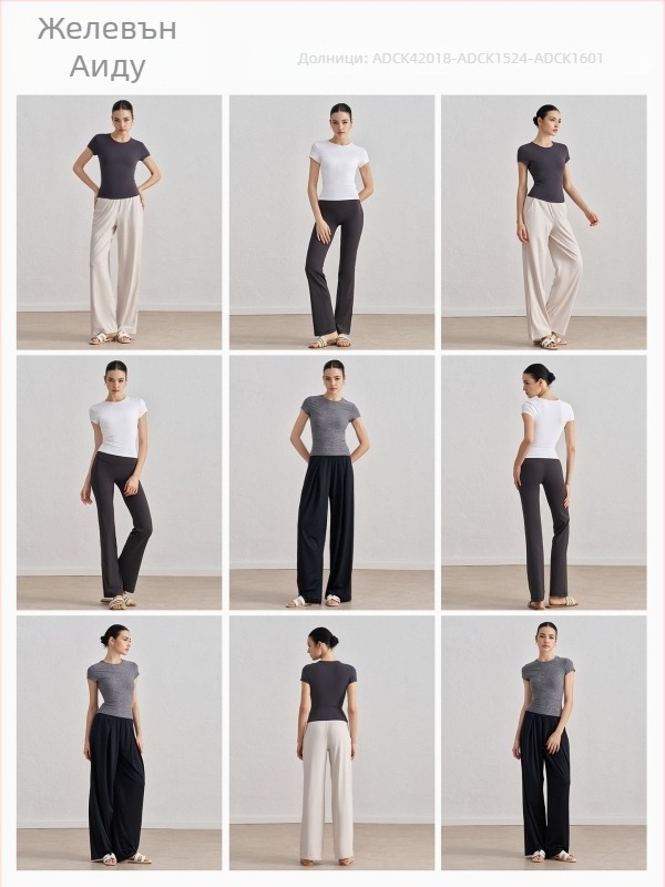 Женска тениска за йога и тренировки с къс ръкав, дишаща, SNU плат, 91% найлон + 9% спандекс, ханшова дължина, стегната кройка